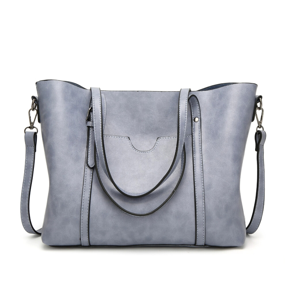 (light blue) Genuine Leather Women's Tote Bag Elegant Shoulder And Crossbody Handbag