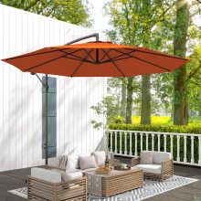 Outsunny 3(m) Garden Banana Parasol Cantilever Umbrella w/ Base, Orange