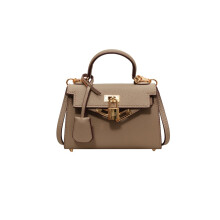 2024 New Handheld Kelly Bag European and American Fashion 19cm Lychee Pattern Single Shoulder Crossbody Versatile Women's Bag