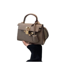 2024 New Handheld Kelly Bag European and American Fashion 19cm Lychee Pattern Single Shoulder Crossbody Versatile Women's Bag