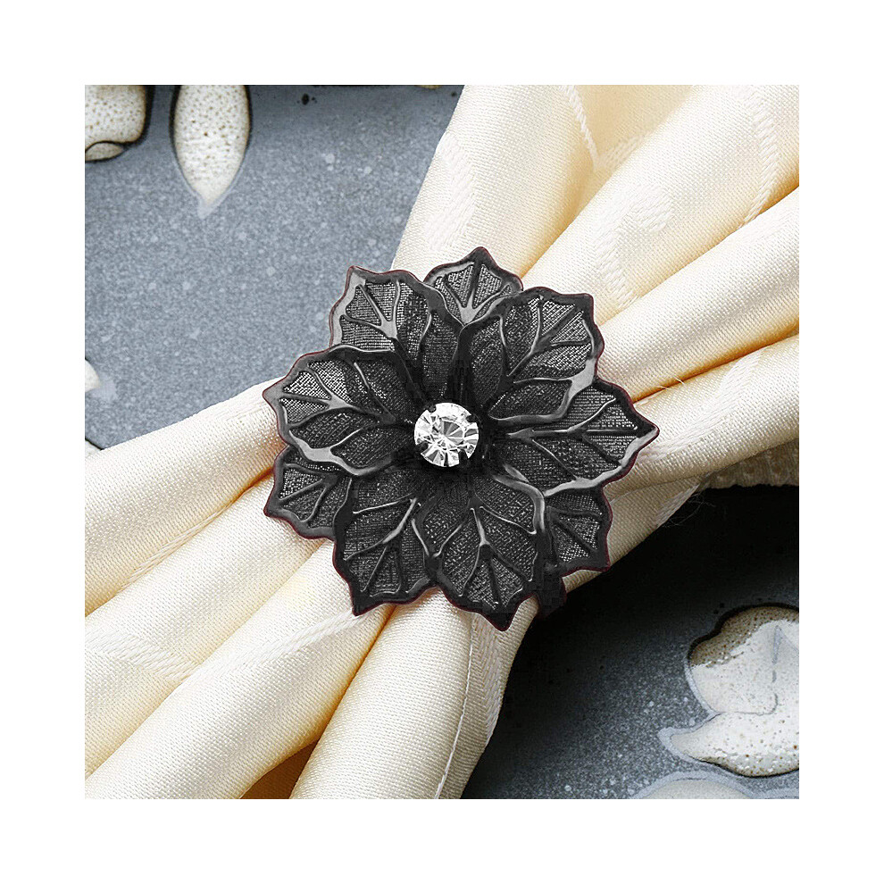 (black) Napkin Ring, 8 Pcs Metal Napkin Buckle Holder for Wedding Party Dinner Table Decoration