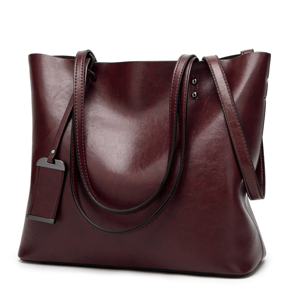 (coffee) Elegant Women Leather Handbag Versatile Tote Shoulder And Crossbody Bag