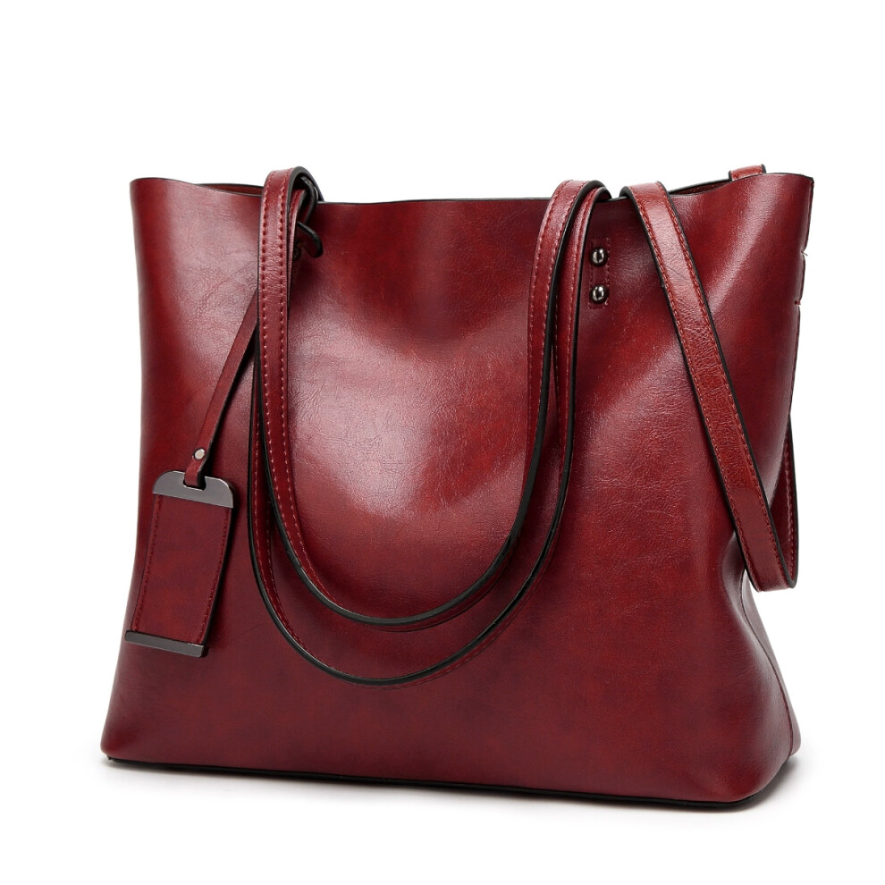 (Dark Red) Elegant Women Leather Handbag Versatile Tote Shoulder And Crossbody Bag Not,Specified