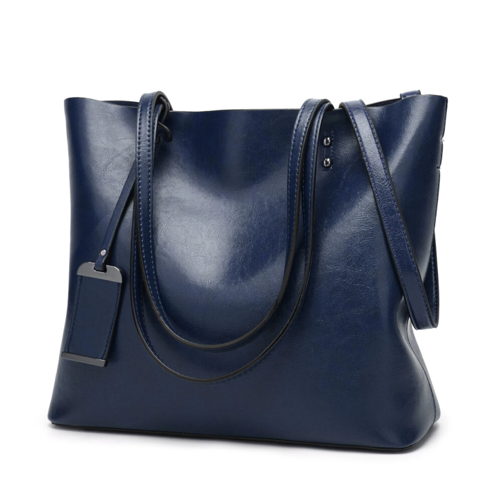 (Dark Blue) Elegant Women Leather Handbag Versatile Tote Shoulder And Crossbody Bag Not,Specified