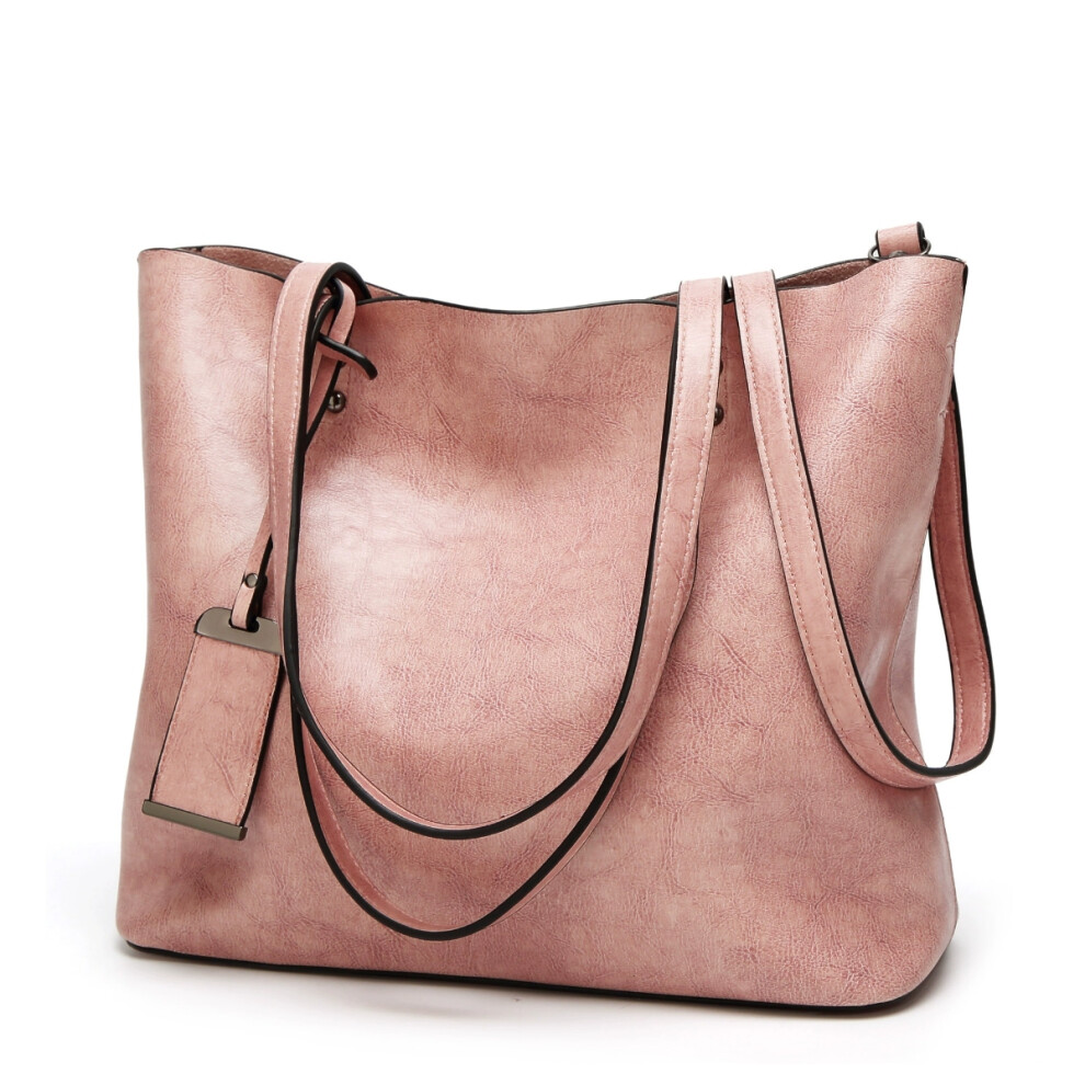 (Pink) Elegant Women Leather Handbag Versatile Tote Shoulder And Crossbody Bag Not,Specified