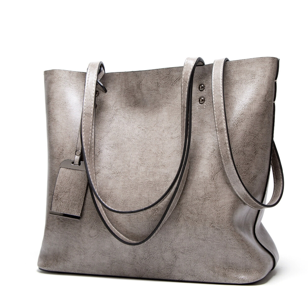 (grey) Elegant Women Leather Handbag Versatile Tote Shoulder And Crossbody Bag
