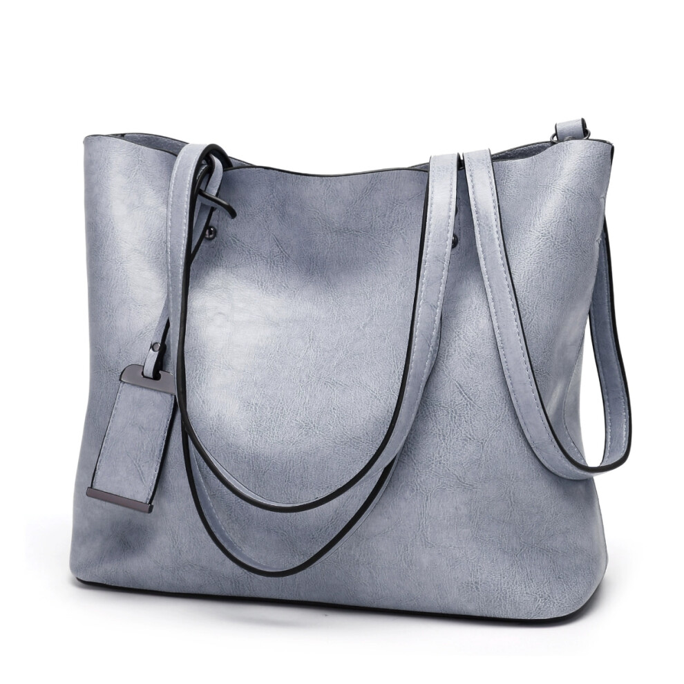 (Light Blue) Elegant Women Leather Handbag Versatile Tote Shoulder And Crossbody Bag Not,Specified