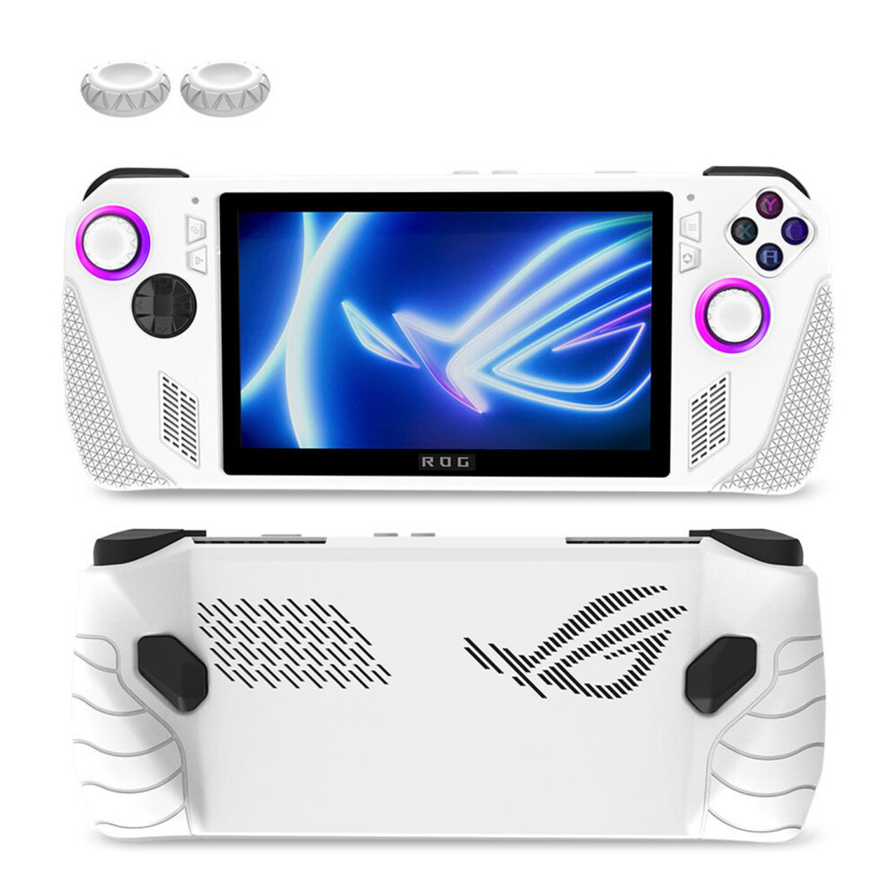 (White) Full Wrap Silicone Protective Cover+ Button Caps for ASUS ROG Ally Handheld Game Console