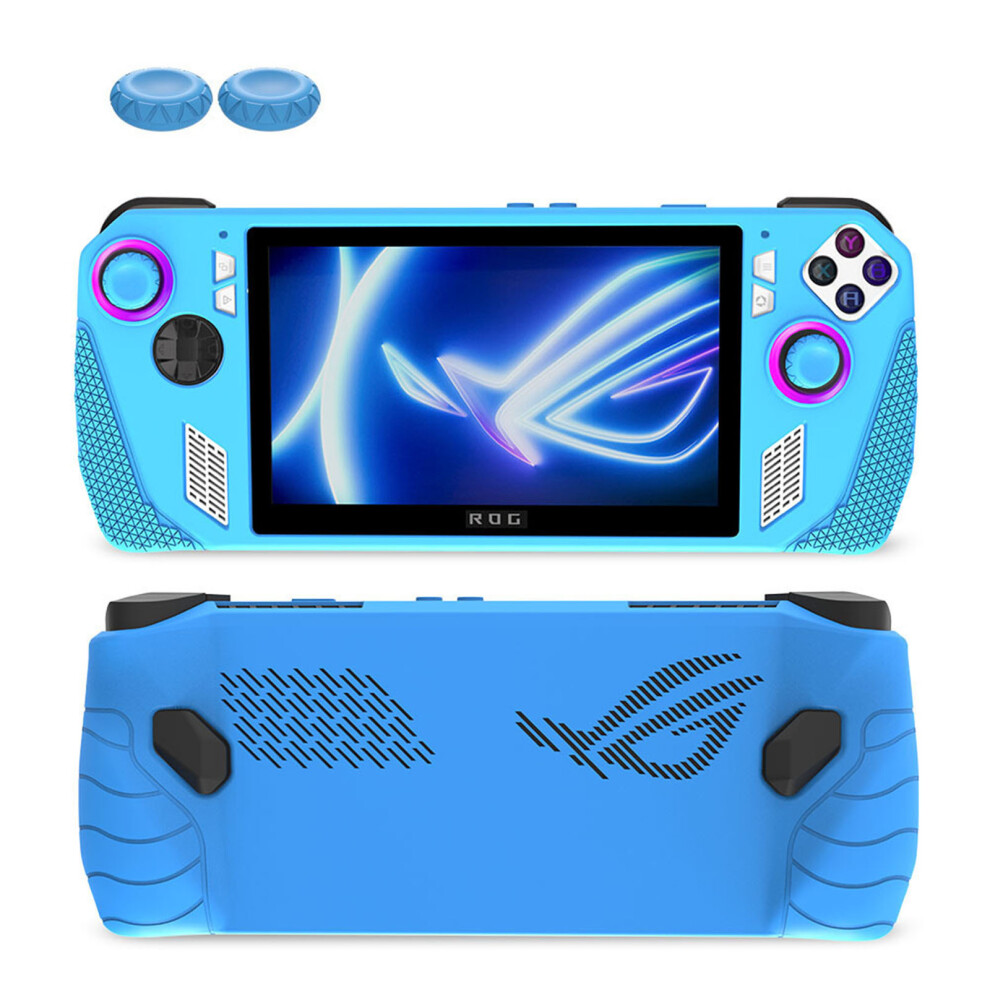 (Blue) Full Wrap Silicone Protective Cover+ Button Caps for ASUS ROG Ally Handheld Game Console