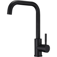 (Black) Kitchen Sink Mixer Tap Rectangle Monobloc L-Shap 360 Swivel Spout Mixers Faucet Taps Single Lever with Air-in Aerator UK Standard Fittings Matte Black