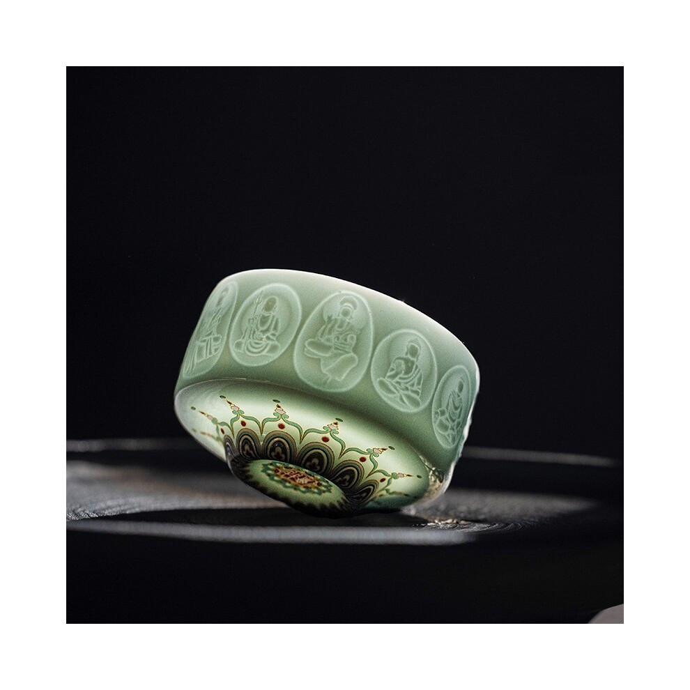Embossed master cup Small Ceramic Tea Cup White Drinking Cup Espresso Cups Dessert Cup Decorative Chinese Teacup for Gongfu Tea Hot Tea or Matcha Tea