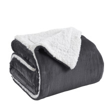 (King Sherpa Blanket Throw) Grey Blankets Faux Fur Fleece Throw Sherpa Blanket