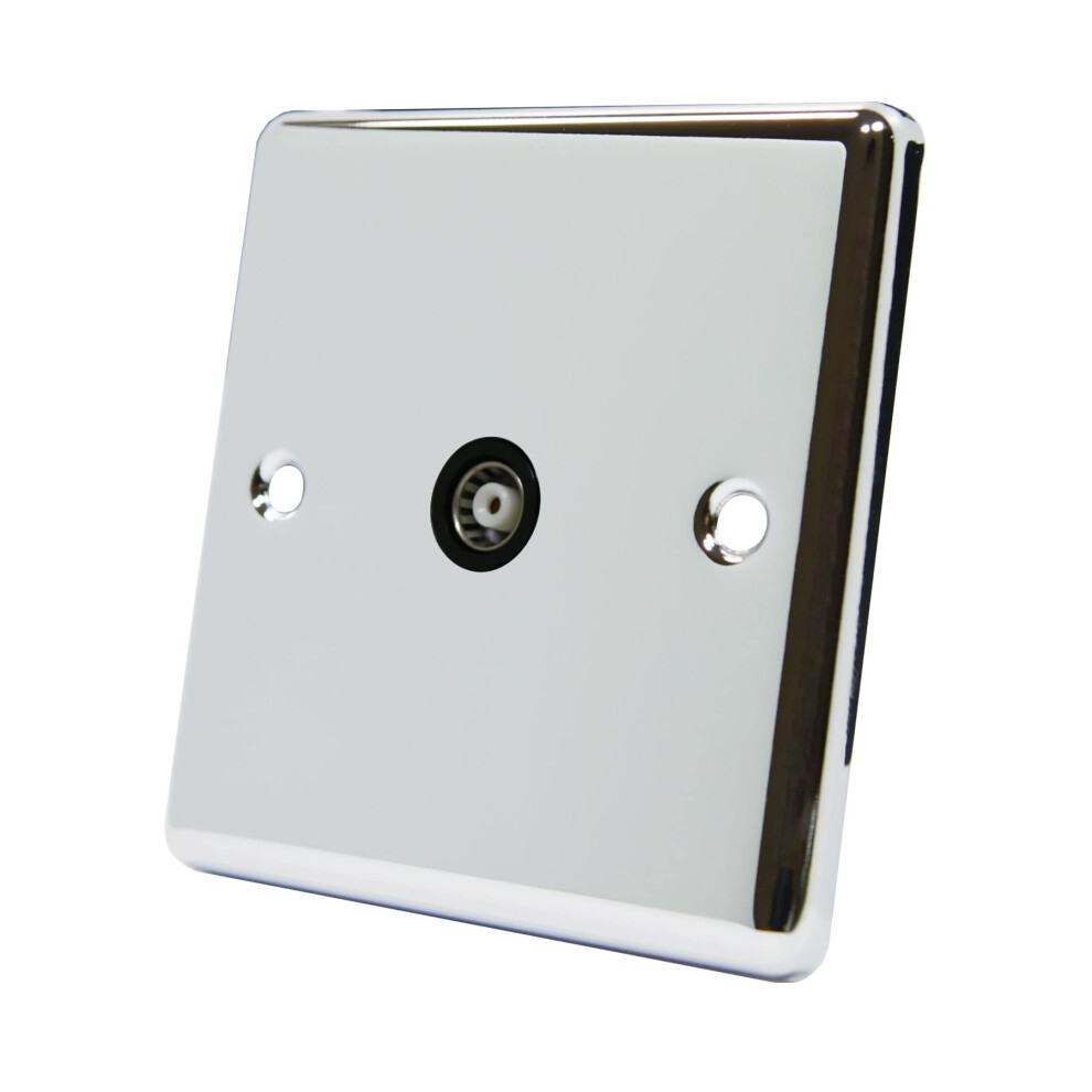 Aet Cpc1gtvbl Polished Chrome Classical Tv Black Insert-1 Gang Aerial Coaxial Female Socket 700461519164