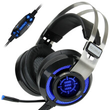 ENHANCE Scoria Gaming Headset for Computer and PS4 with USB 7.1 Surround Sound, Interactive Bass Vibration, Adjustable LED Lighting, In-Line Controls