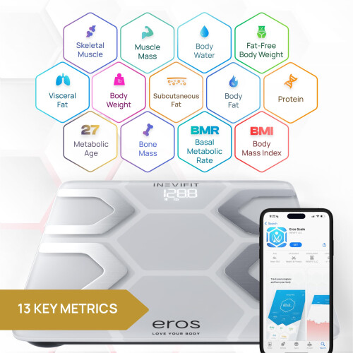 Balance de graisse corporelle Bluetooth INEVIFIT EROS - Analyseur de composition corporelle 400 lbs 1