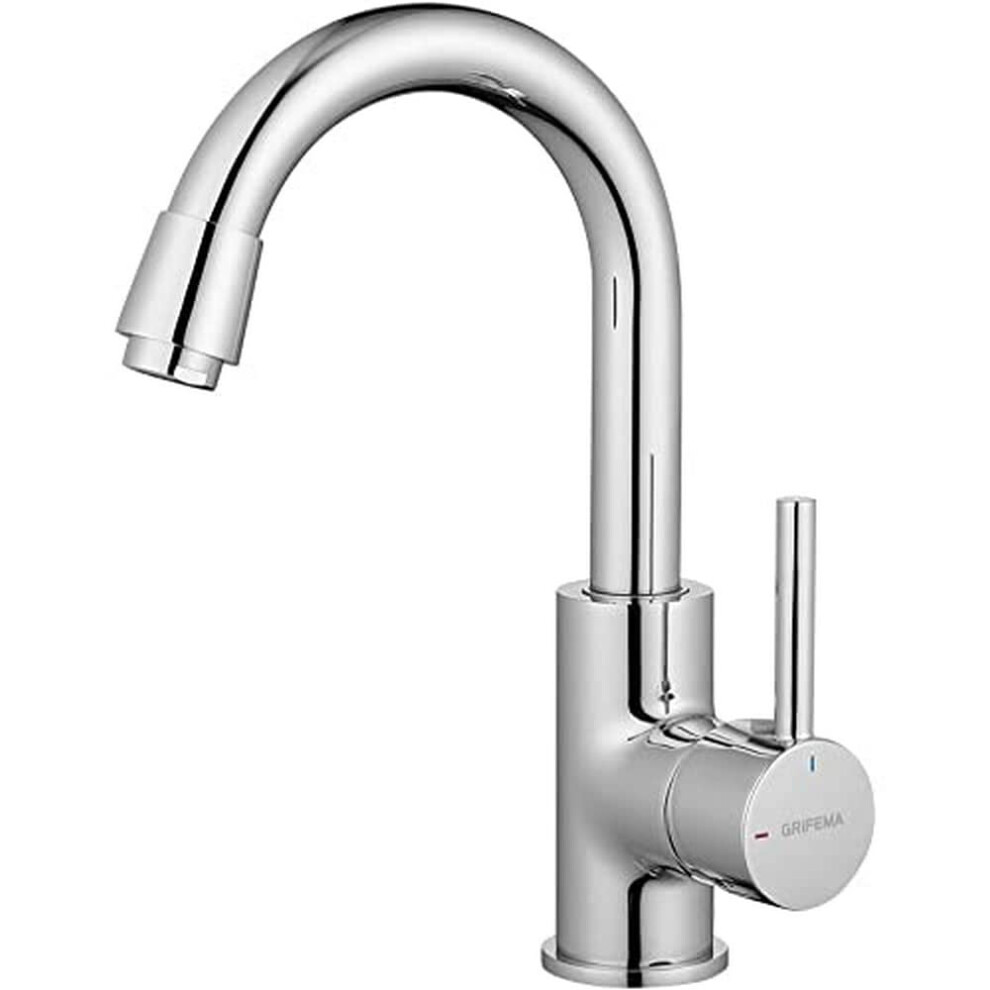 Photos - Tap GRIFEMA Chrome Basin Mixer  for Bathroom ? 360? Swivel, Hot & Cold Water Control, Water-Saving, Durable, Easy Installatio