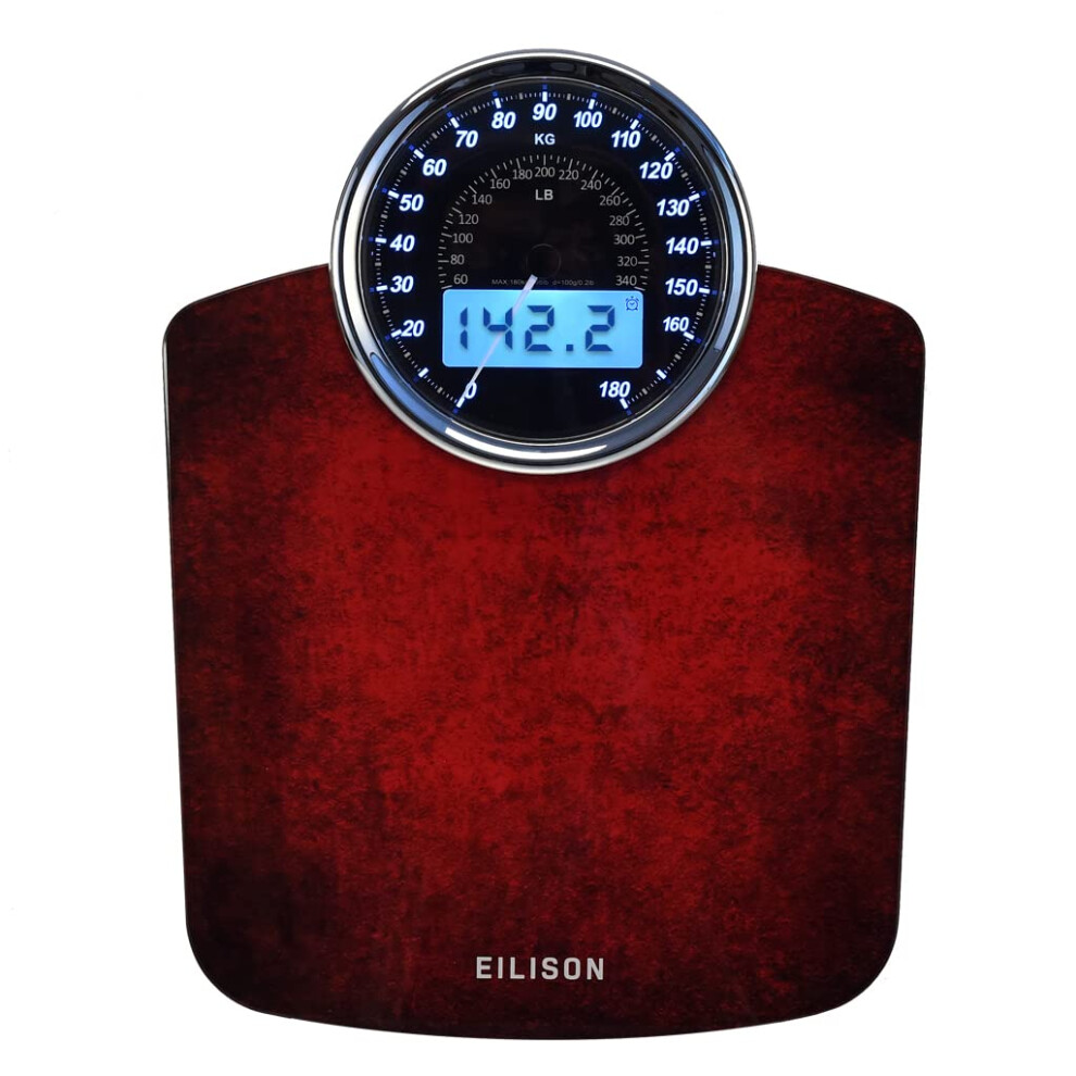 Eilison Highly Advance 2-In-1 Digital & Analog Weighing Scale For Body Weight-400Lbs, 4 High Precison Gx Sensor Accurate, Thick Tempered Glass, Extra