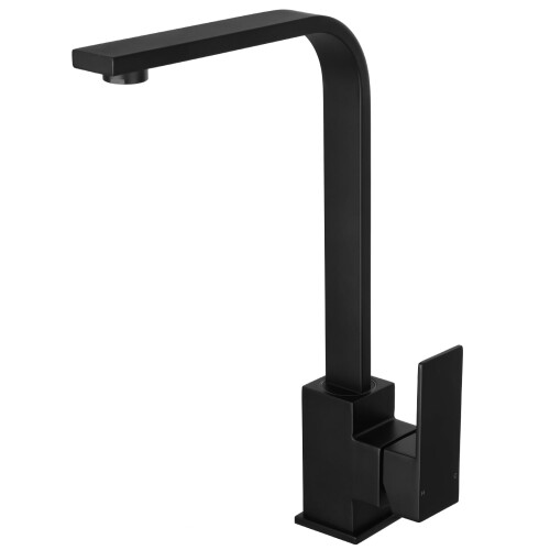 Peppermint Black Square Kitchen Tap Monobloc Matt Black Sink Taps for Kitchen Mixer Taps 1 Hole Single Lever Kitche Sink Tap Modern Kitchen Faucet