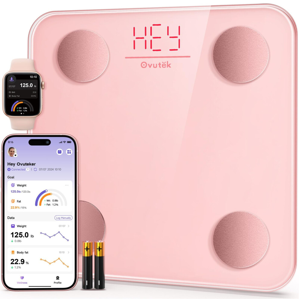 Ovutek Smart Scale For Body Weight, Digital Bathroom Scale Bmi Weighing Body Fat Scale, Accurate Body Composition Scale Monitor For People's Health