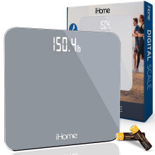 iHome Digital Scale Step-On Bathroom Scale - iHome High Precision Body Weight Scale - 400 lbs, Battery Powered with LED Display - Batteries Included