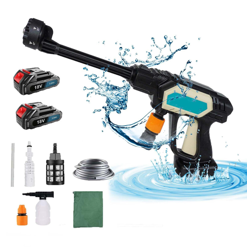 Cordless Power Washer 18V Battery Jet Wash, Portable Pressure Washer With 3.0Ah Battery & Charger, 6 In 1 Nozzle, Foam Pot, 16ft Hose And Carrying