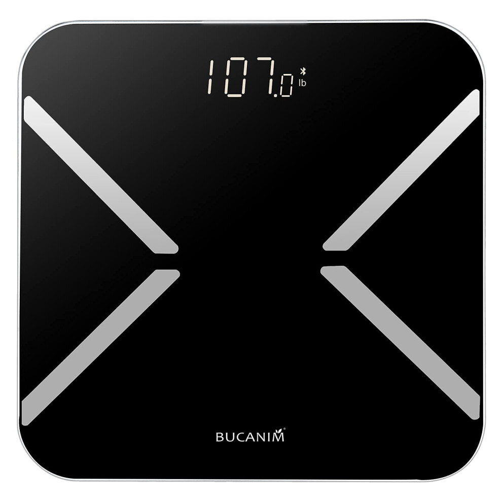 Bucanim Digital Bathroom Scales Smart Bmi Body Analyzer Bluetooth Scale Step-On Technology Body Composition Monitor With App Measure Weight, Body Fat,