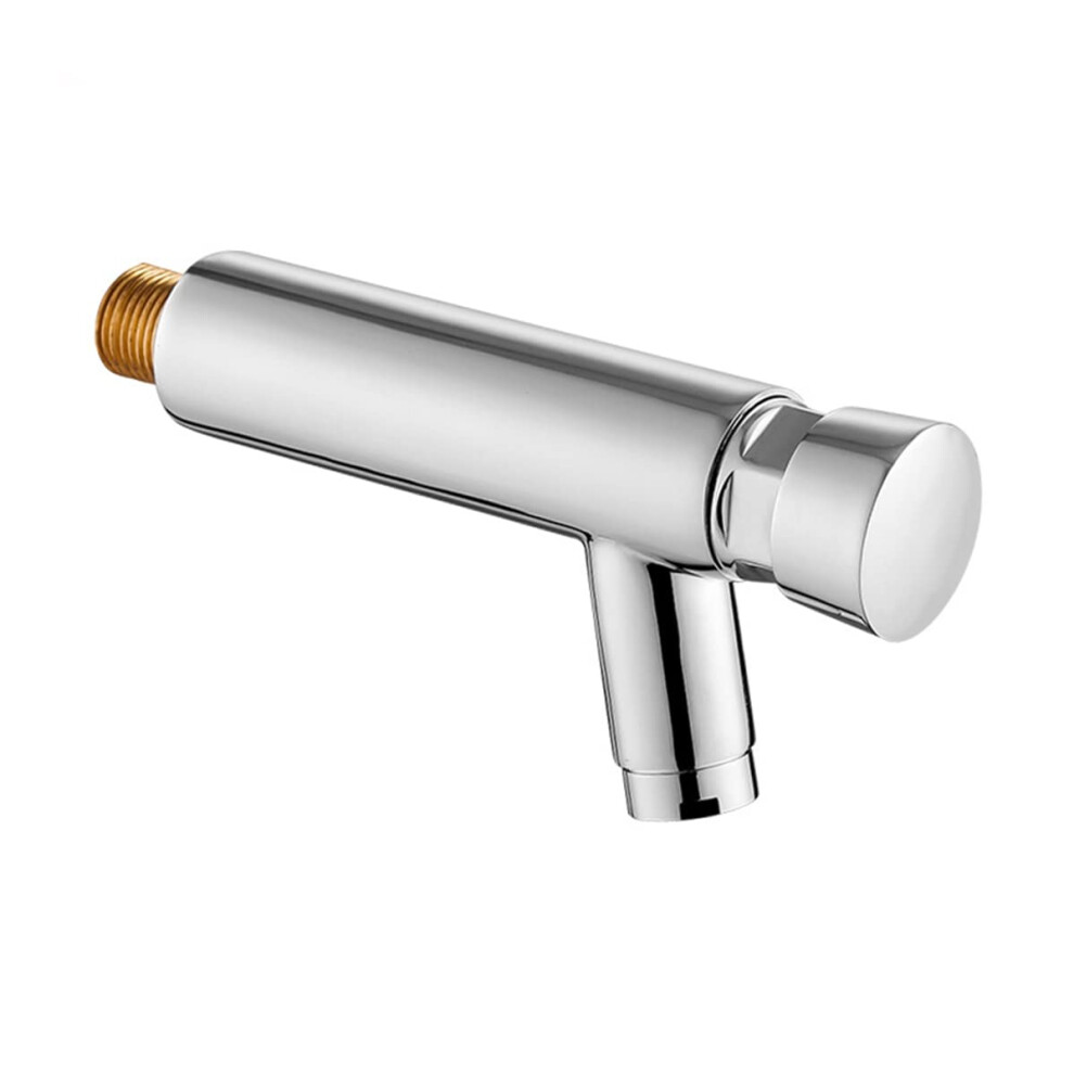 Shuiltad Wall-Mounted One Hole Auto Closing Water Saver Cold Tap Copper Public Lavatory Press Delay Faucet Ktchen Bathroom Garden Patio Sink Faucets, Polished
