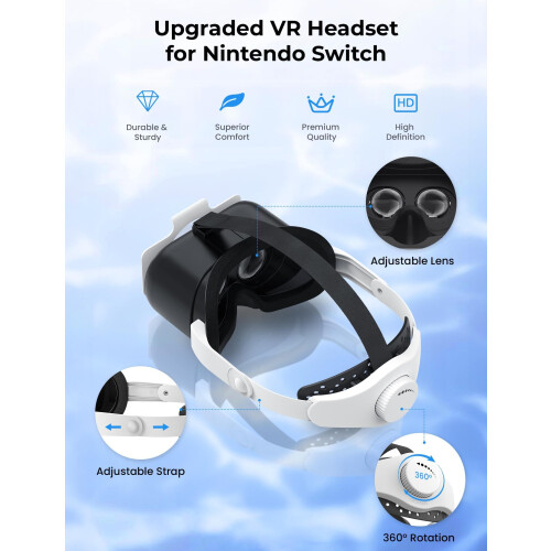 DEVASO Upgraded Adjustable VR Headset for Nintendo Switch & Switch OLED Model, Switch Virtual Reality Glasses with Adjustable HD Lenses and 1