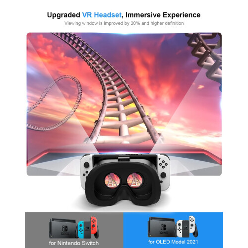 DEVASO Upgraded Adjustable VR Headset for Nintendo Switch & Switch OLED Model, Switch Virtual Reality Glasses with Adjustable HD Lenses and 2