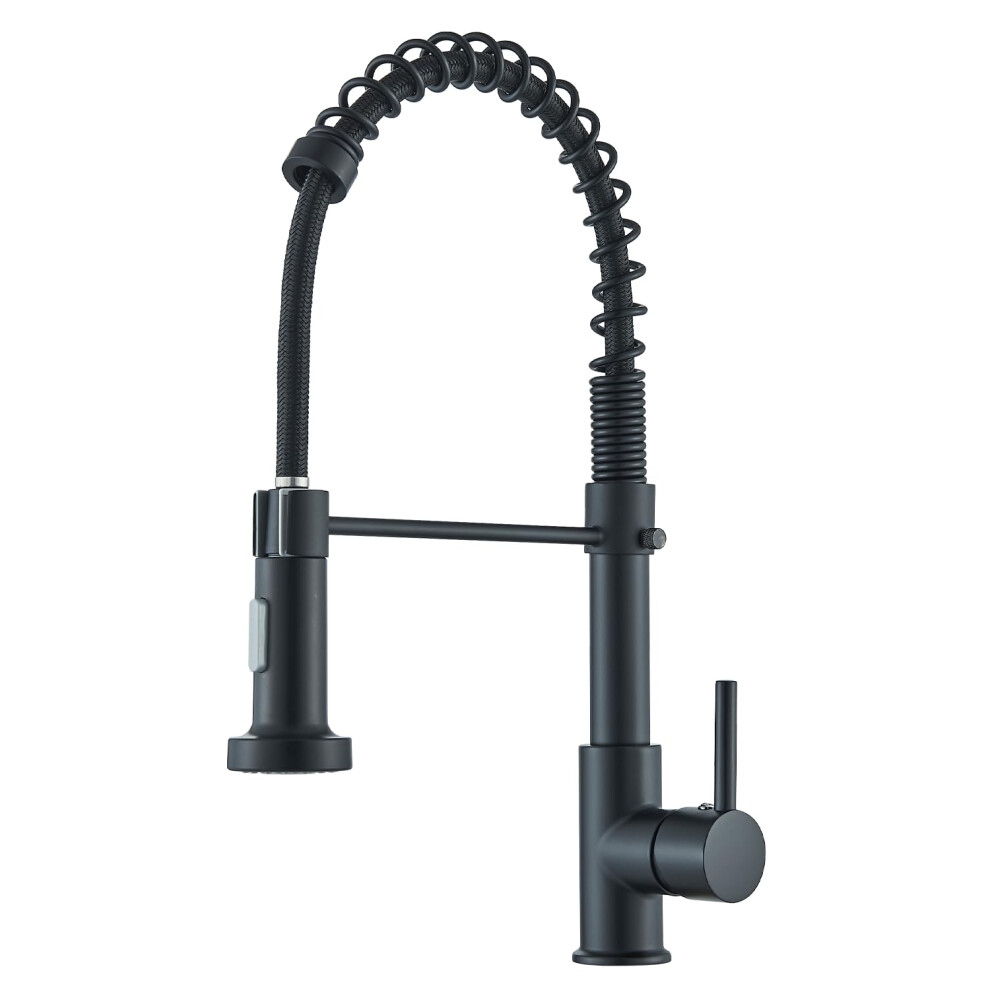 Tvtiuo Kitchen Sink Tap Mixer, Kitchen Mixer Tap With Pull Down Sprayer, High Arc Kitchen Faucet With 360 Degree Swivel, Brass, Black Kitchen Tap 797334210273