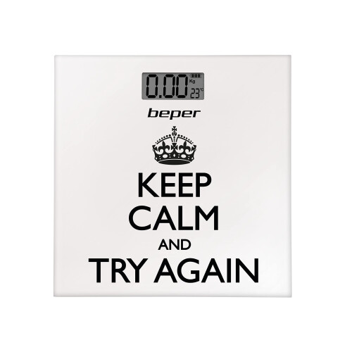 BEPER 40.821 Digital Weighing Scale, Keep Calm Fantasy, Ultra-thin, White