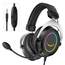 FIFINE 3.5mm Gaming Headset with Mic for PS5,Xbox,PC,Over-Ear Gaming Headphone with Detachable Microphone,RGB,Passive Noise Canceling for