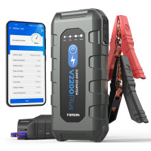 Car Battery Jump Starter and Battery Tester TOPDON 2-in-1 2200A Peak Battery Jump Starter for Up to 8L Gas/6L Diesel Engines 12V Portable Battery
