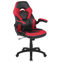 Flash Furniture X10 Gaming Chair, Ergonomic Office Chair for PC and Gaming Setups, Adjustable Gamer Chair with Back Support, LeatherSoft, Red/Black