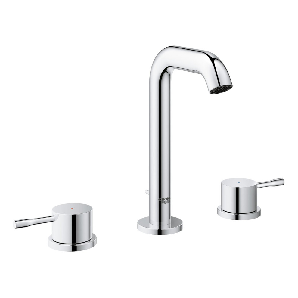 Grohe Essence ? 3 Hole Basin Mixer Tap With Pop-Up Waste Set (Deck-Mounted, M-Size 193Mm, Dual Handle Metal Lever, Ceramic Disc 90?, Water Saving