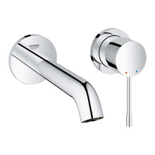 GROHE Essence ? Wall Mounted 2 Hole Basin Mixer Tap (Metal Lever, Water Saving Mousseur 5.7 l/min, Centre Distance 110 mm, Projection 183 mm,