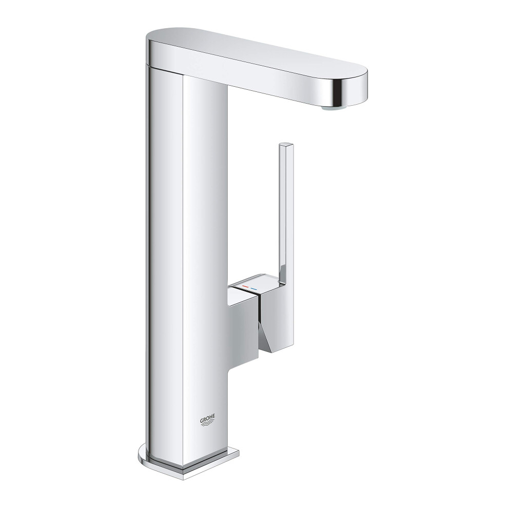 GROHE Plus Single Lever Basin Mixer, L-Size, Pull-Out Spout, Push Open Waste Set. Water-Saving Tap in Chrome Finish. 23844003