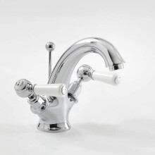 Milano Elizabeth - Traditional Mono Basin Mixer Tap Lever Handles - Chrome White