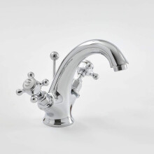 Milano Elizabeth - Traditional Mono Basin Mixer Tap Crosshead Handles - Chrome White