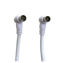 electrosmart White Male Coax Plug to Female Coax Socket TV Aerial Extension Cable with 90 Degree Right Angled Connectors - Length: 1.5m