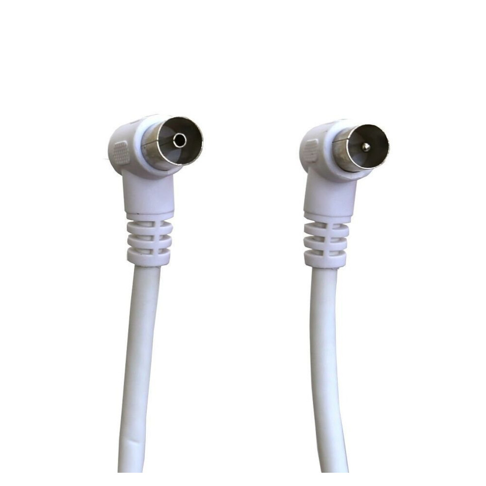 Electrosmart Male Coax Plug To Female Coax Socket Tv Aerial Extension Cable With 90 Degree Right Angled Connectors - Length: 1.5M White 5060227792688