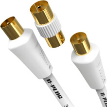 G-PLUG 1m Long Tv Aerial Straight Angle with Plug Adapter Coaxial Satellite Cable TV Antenna AV Lead Male to Male Coax Extension Cable Gold Plated