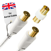 TV Aerial Cable 10m - Male To Male Gold Plated Coaxial Wire with Plug to Plug Shielded Connectors | Antenna AV Lead for Digital and Analogue Signals -