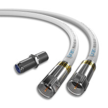 Oren Coaxial Cable 3m RG6 HD103 A++ Trishield ? White - with Cabelcon Connectors and Adapter ? Weatherproof ? for Satellite and Digital TV, Aerial,
