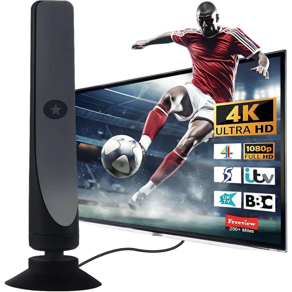 2025 Upgraded TV Aerial - Indoor TV Aerial for Smart TV with Signal Booster, Digital TV Antenna indoor with strong signal uk for Miles Long Range