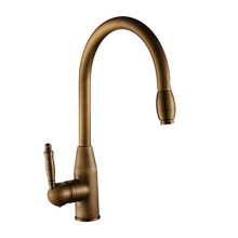 FZHLR Kitchen Faucets Antique Bronze/Chrome Single Handle Pull Out Kitchen Tap Single Hole Handle Swivel 360 Degree Water Mixer Tap Mixer Tap,Antique
