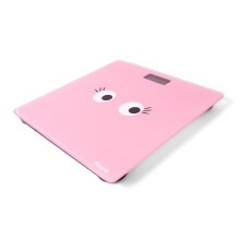 Fisura - Digital scales bathroom "pink eyes", glass weigh electronic scales up to 180 kg and 50 gr of precision, Step-On technology, 30 x 30 cm