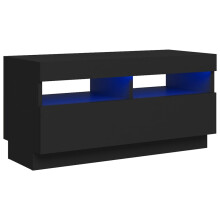 vidaXL LED TV Cabinet with RGB Lighting - 80x35x40 cm Black, Modern TV Stand with Media Storage for DVD, Console & HiFi
