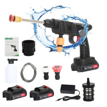 iondelce 24V Cordless Pressure Washer,200W Cordless Portable High Pressure Spray Water Gun,Portable Pressure Washer Cordless with 2 Battery 1500mAh