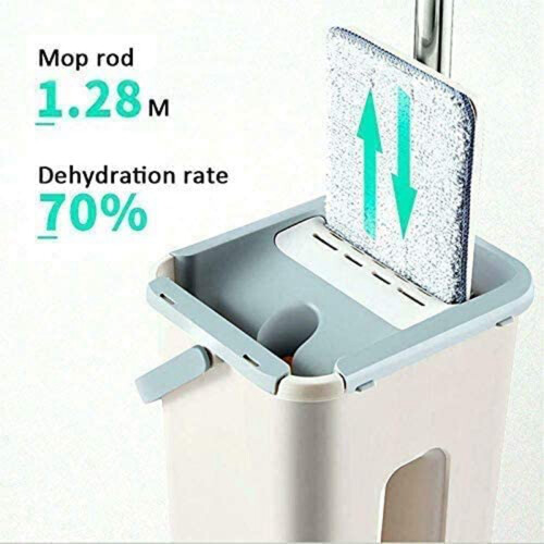 Telescopic Handle Flat Mop with Microfibre Pads and Bucket 1